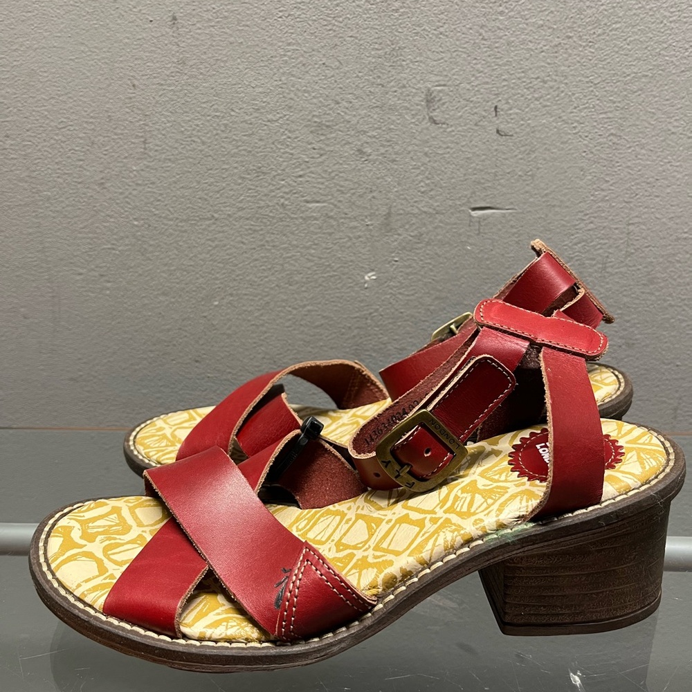 Fly London Red Leather Sandals